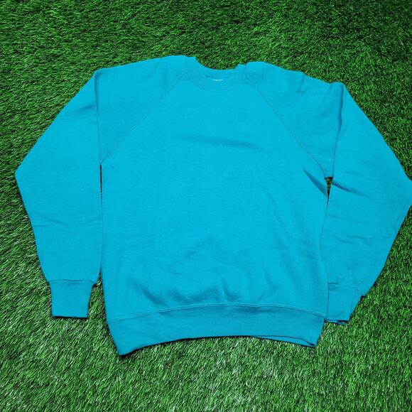 VTG 90s Lee Blank Crewneck Sweatshirt Mens Small USA Made Teal - Picture 1 of 8